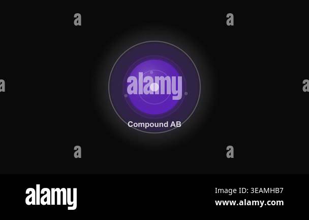 Abstract animation showing molecules A and B combining to form compound ...