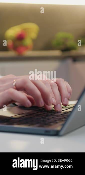 Close up male hands of unrecognizable male man at table typing computer ...