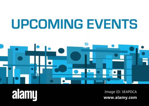 Upcoming Events text written over blue animated background Stock Video ...