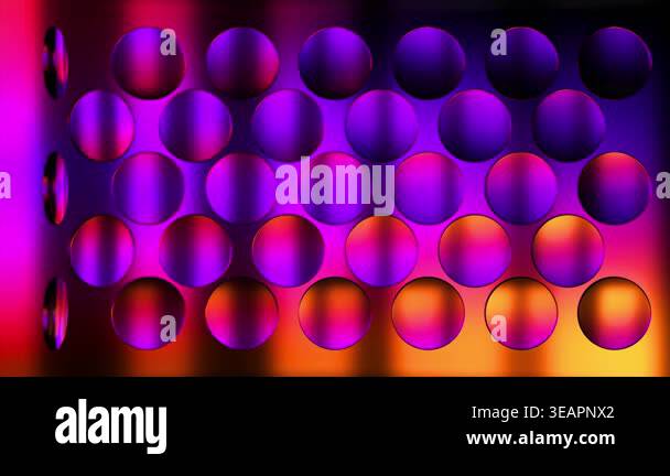 Vibrant abstract animation featuring a grid of glowing purple and ...