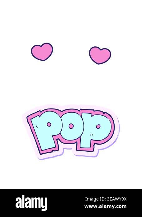 spinning hearts animation of pop text Stock Video Footage - Alamy