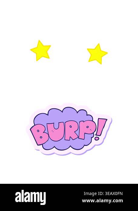spinning stars animation of cartoon burp text Stock Video Footage - Alamy