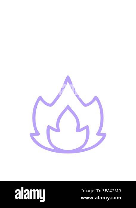stretching up animation of line drawing cartoon of a fire icon Stock ...