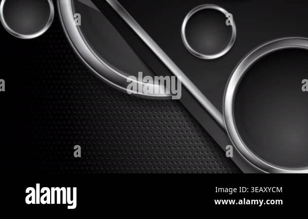 Silver metal stripes and circles on dark perforated background video ...