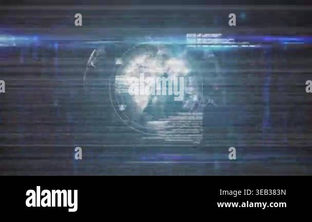 Animation of digital interface over dark background. global science ...