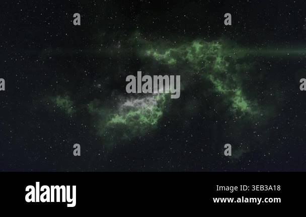 Animation of light trails over sky with clouds and stars. Abstract ...