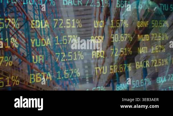 Animation of data processing over warehouse. Global business and ...