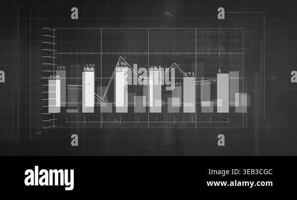 Tracing Graphs Digital dashboard displaying transparent bar charts and overlaid line ...