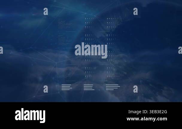 Animation of caucasian male worker over clouds and blue background ...