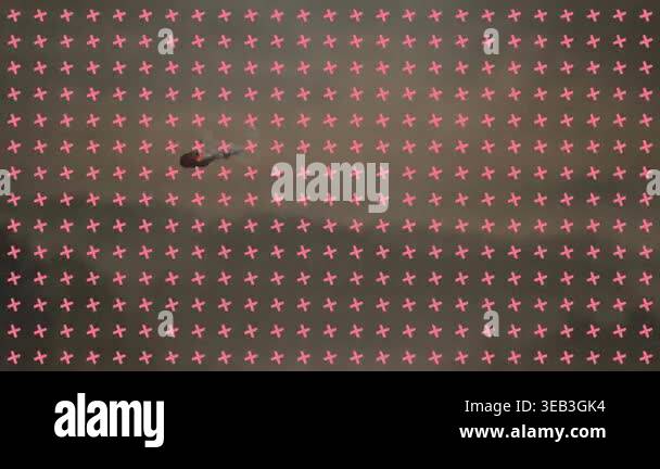 Animation of x-marks over clouds on black background. global technology ...