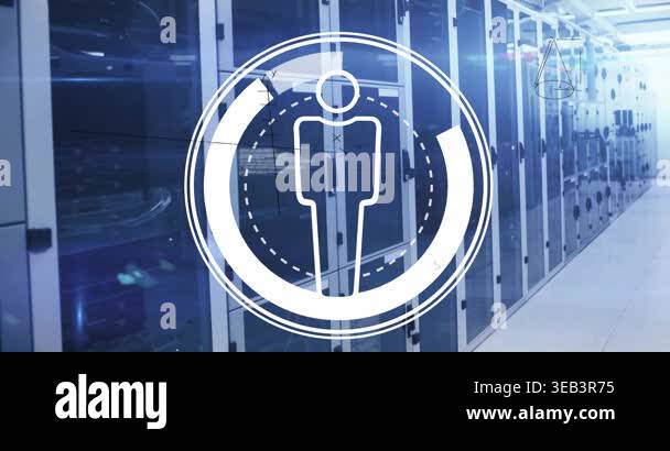 Animation of mathematical equations, people icon and data processing ...
