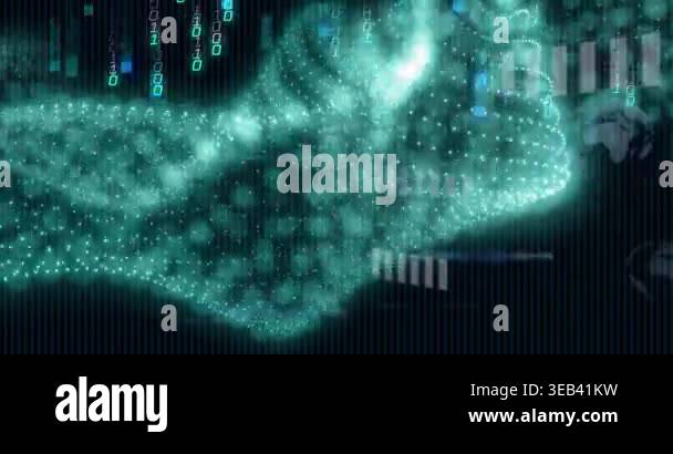 Animation of binary codes, graphs, globes and computer language over ...
