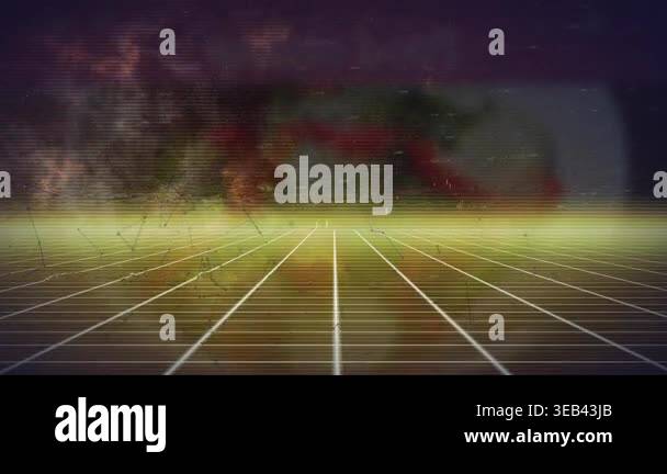 Animation of shapes and clouds on black background. global technology ...
