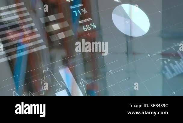 Animation of data processing over warehouse. Global business and ...