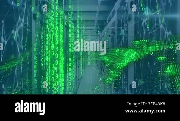 Animation of binary codes, number and dynamic waves with connected dots ...
