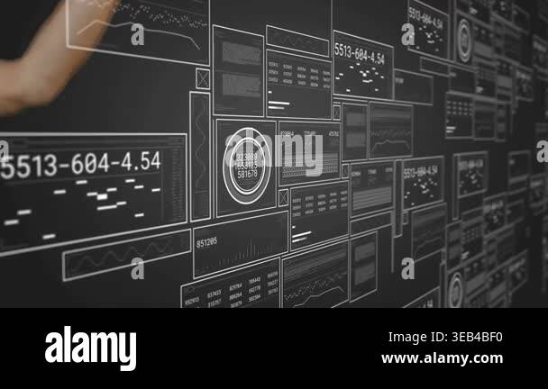 after digital panels lighting up arm entering while supporting brain ...