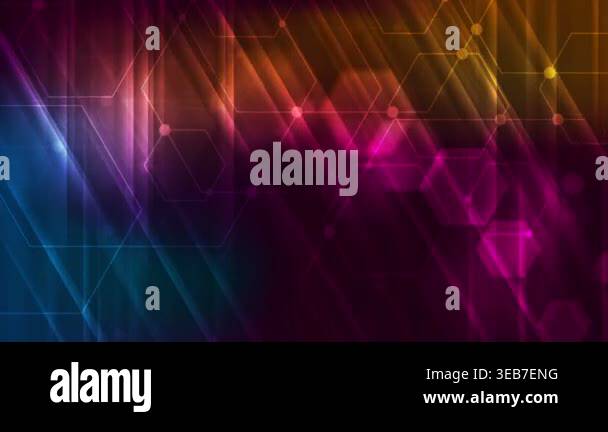 Abstract glowing technology motion animated background with hexagons ...