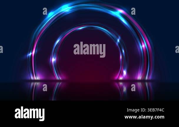 Blue ultraviolet neon glowing circles technology modern motion ...