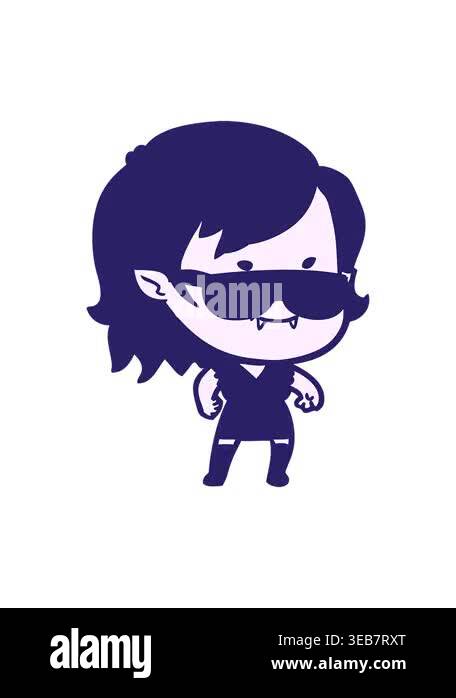 shivering motion animation of cartoon friendly vampire girl in cool ...