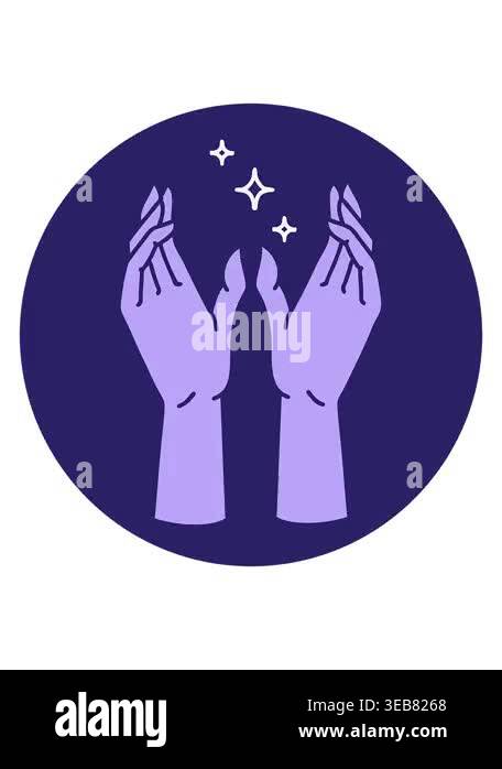 shivering motion animation of iconic tattoo style mystic hands Stock ...