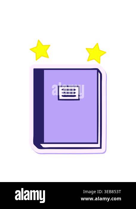 spinning stars animation of sticker of a cute cartoon study book Stock ...