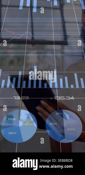 Vertical video: Man tapping tablet and swiping screen, updating ...