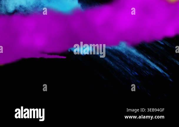 Yellow starting magenta entering cyan joining plumes sweeping left ...