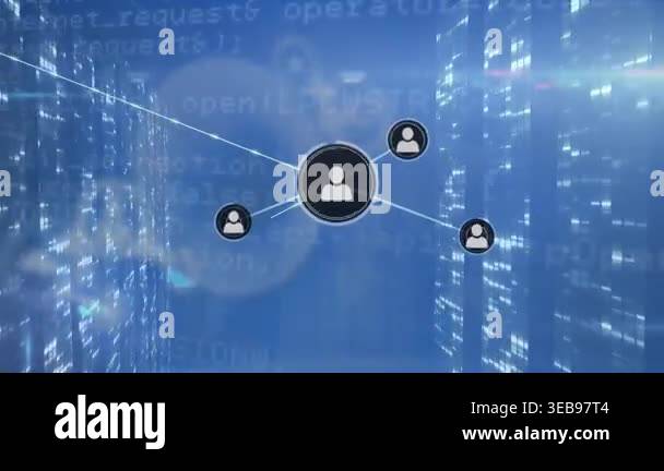 The video shows a digital animation of program codes with lights and ...