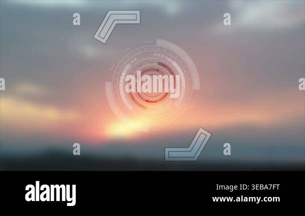 Bright technology HUD design on sunset background video animation Stock ...