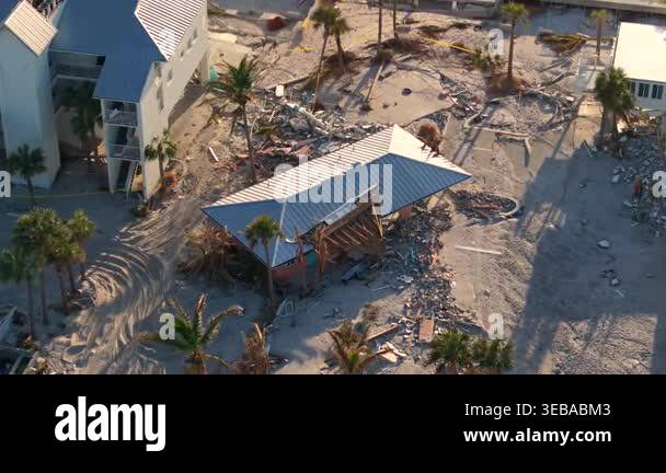 Storm surge severe damage to residential houses on ocean shore after ...