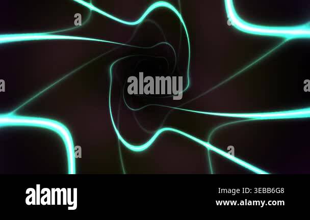 Abstract Neon Green Light Waves Moving Through Dark Tunnel Background ...