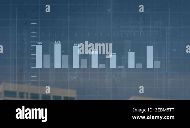 Projecting Line Graph Interface projecting flat design data visuals overlay, displaying bar ...