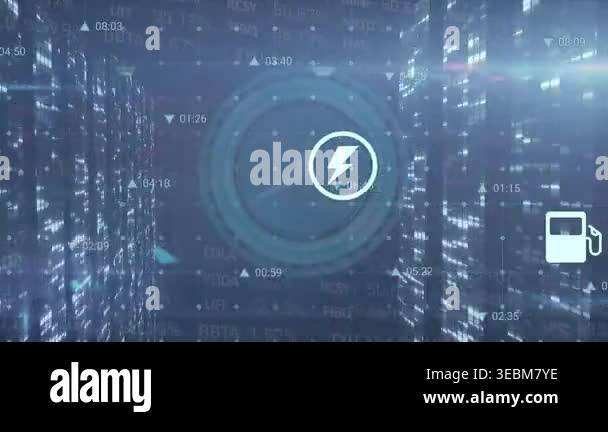 Animation of data processing over clock. Global business and digital ...