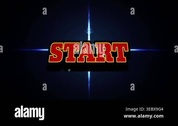 Animation of start and lights on black background. video game ...