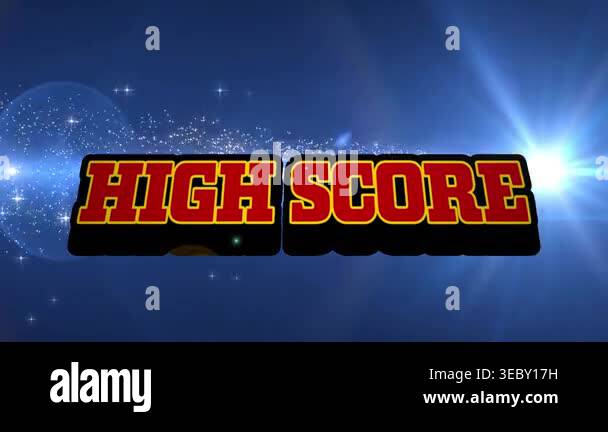 Animation of high score and stars on night sky. video game ...