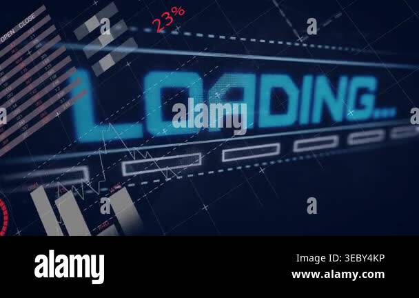 Technology HUD initiating loading sequence, progress slots filling and ...