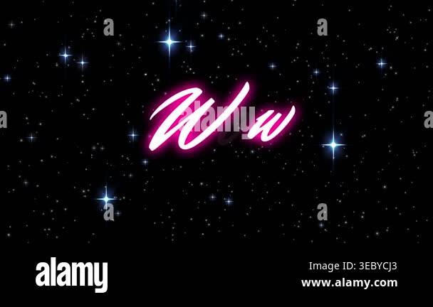 Animation of wow and stars on night sky. video game, communication and ...