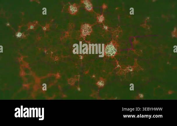 Animation of molecules and connections over green background. Science ...