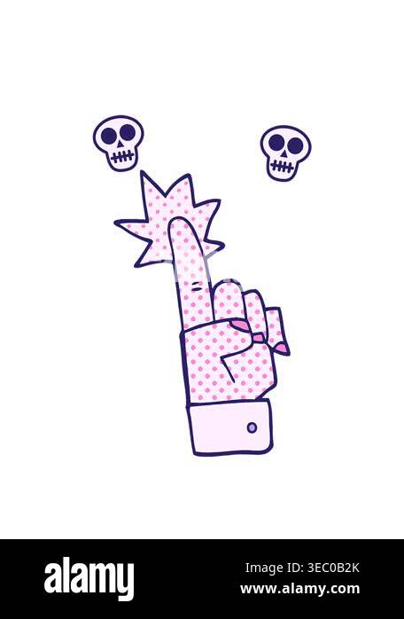 spinning skulls animation of cartoon doodle pointing hand Stock Video ...