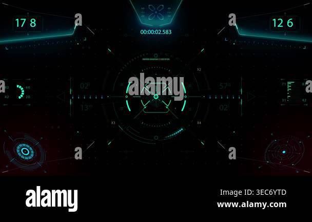 Game Control Interface Round An animated futuristic game controller screen interface featuring ...