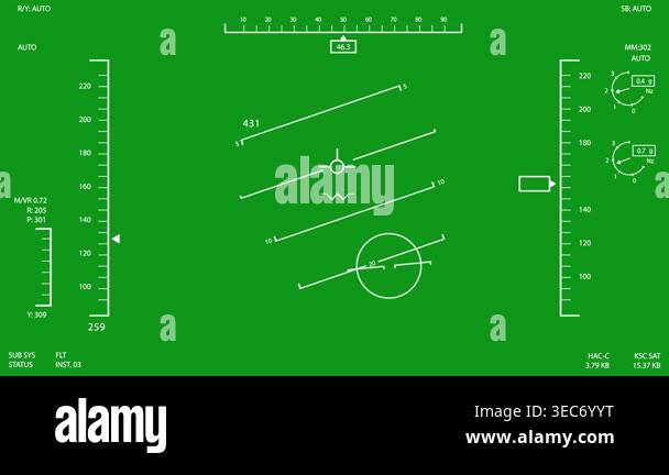 A second variant of the futuristic tracking screen animation on a green ...