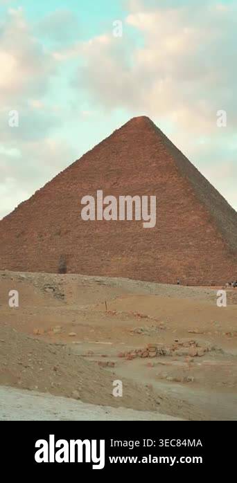 The beautiful sunset view of the great pyramid of giza at egypt on a ...