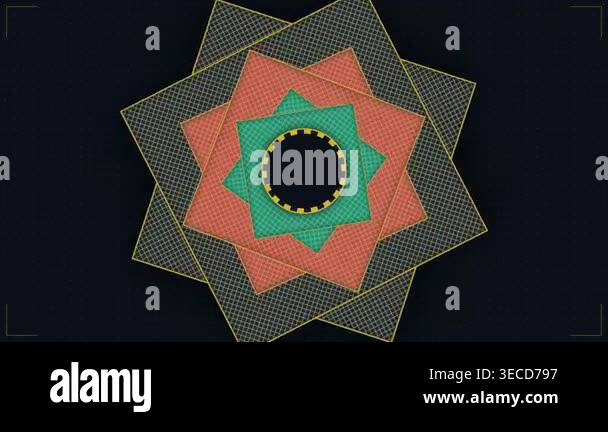 Abstract geometric motion background with rotating square layers and ...
