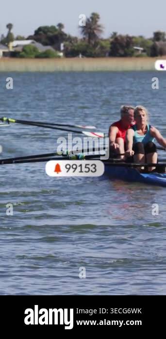 Stern Bow Rowing Raft Vertical video: Bow woman stern man rowing in sync on catch training UI ...