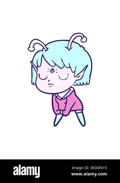 pressure popping animation of cartoon of alien girl Stock Video Footage ...