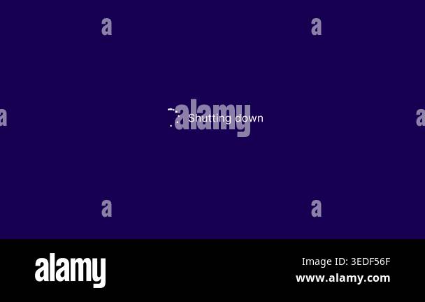 Shut Window Animation Shutdown screen on windows animation on dark blue background. Shutting ...