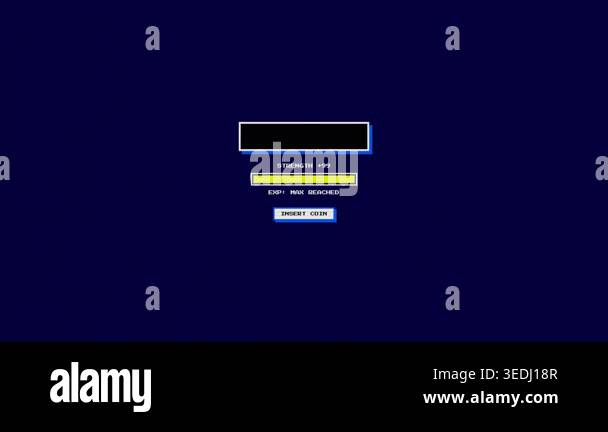 Retro video game screen showing a level up notification, digital ...