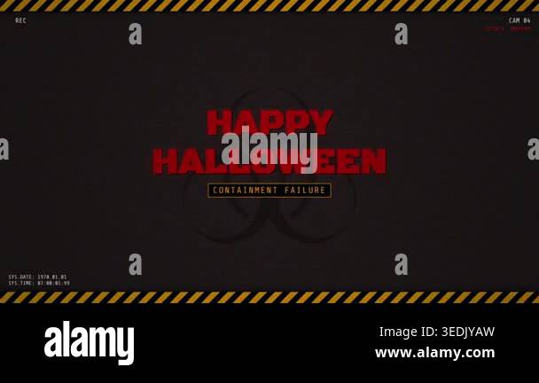 Overlay Camera Warning Digital motion graphic with hazard warning sign and text, sci-fi ...