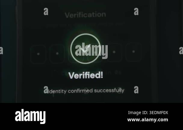 Verification confirmation screen, the identity has been successfully ...