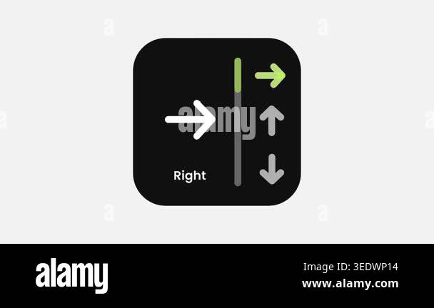 A navigation direction icon showing a right turn arrow with up and down ...